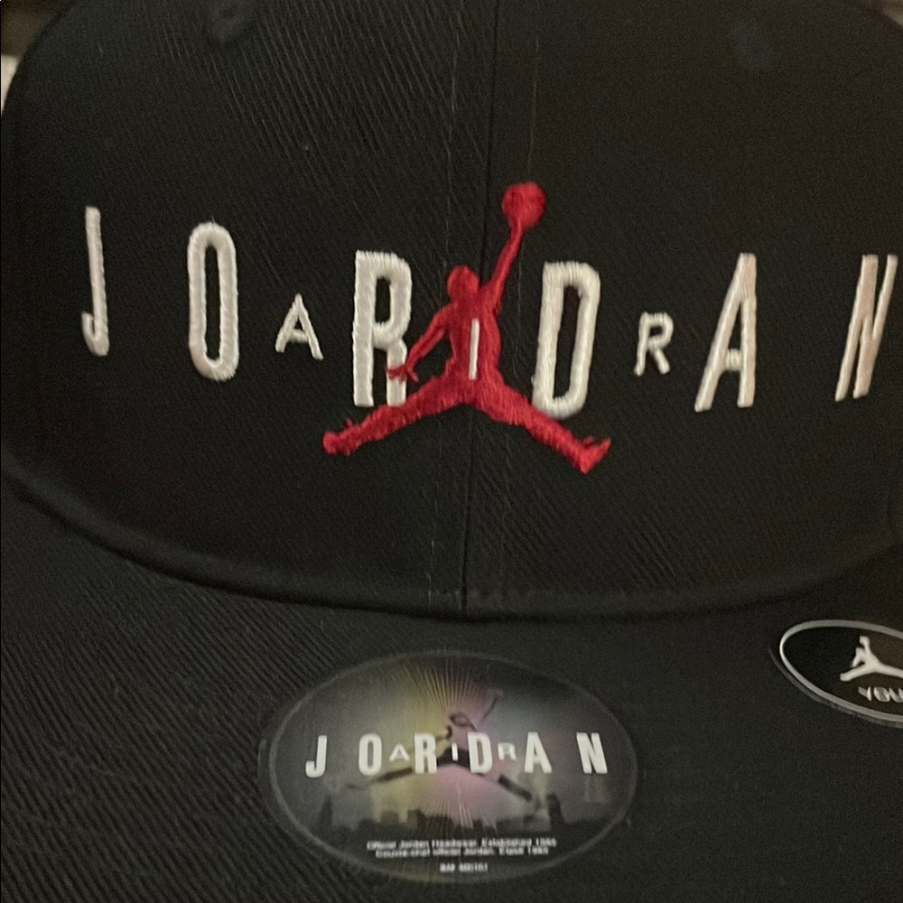 Youth Jordan Black SnapBack Cap with Red Logo